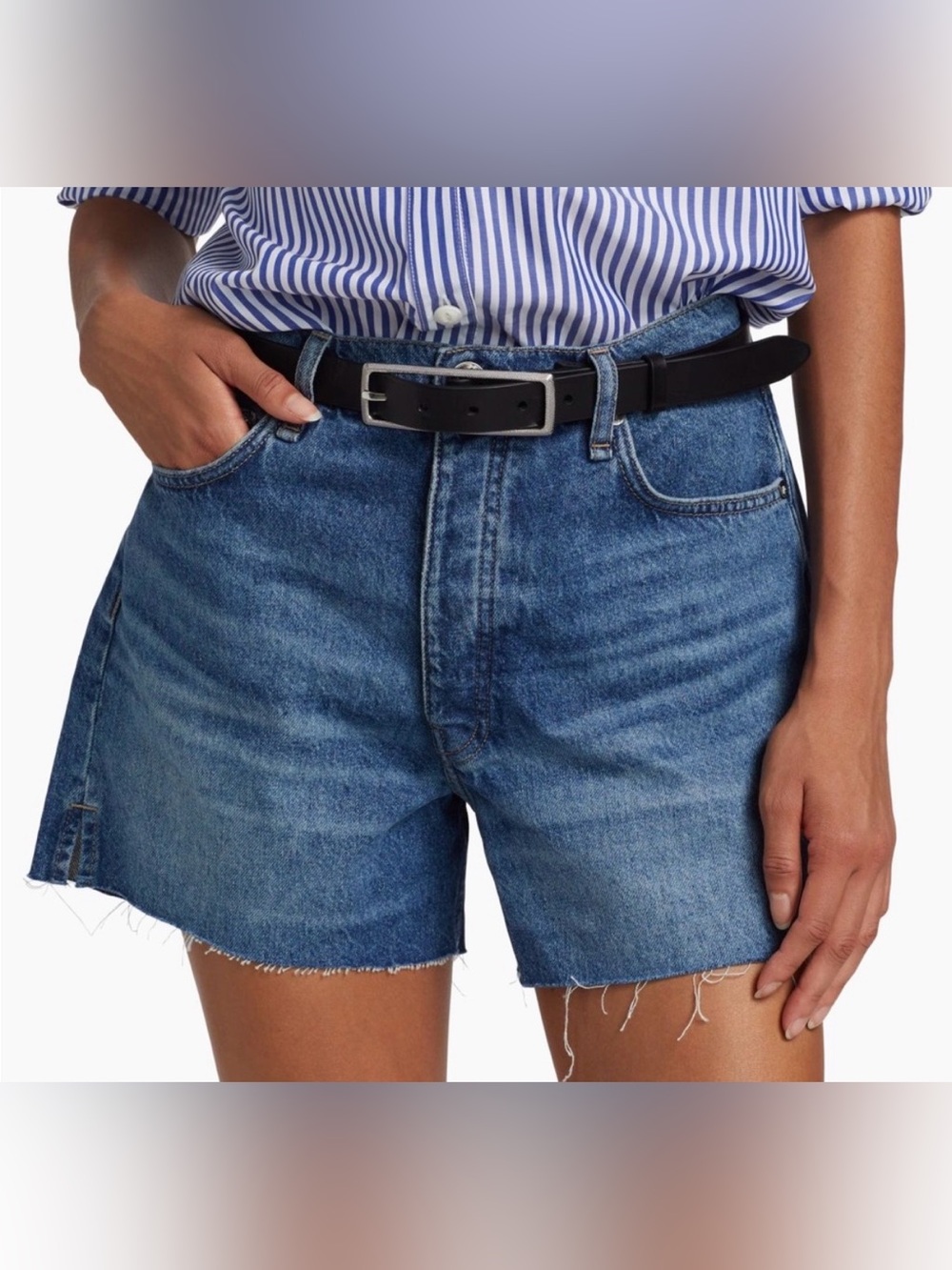 NWOT rag & bone vintage cut off high rise raw hem blue denim short 24